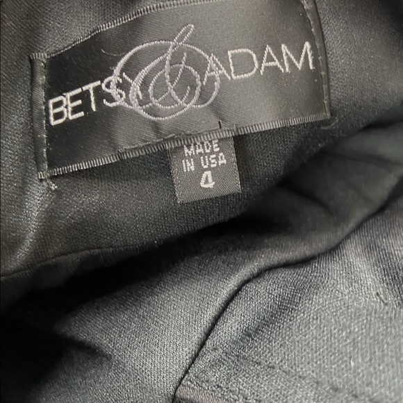 Betsy & Adam Halter Lace Tiered V-Neck Black Dress - Picture 6 of 7